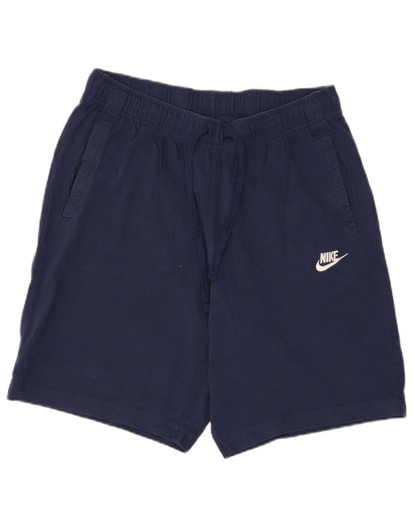Pantalones cortos deportivos Nike para hombre de algodón azul marino mediano