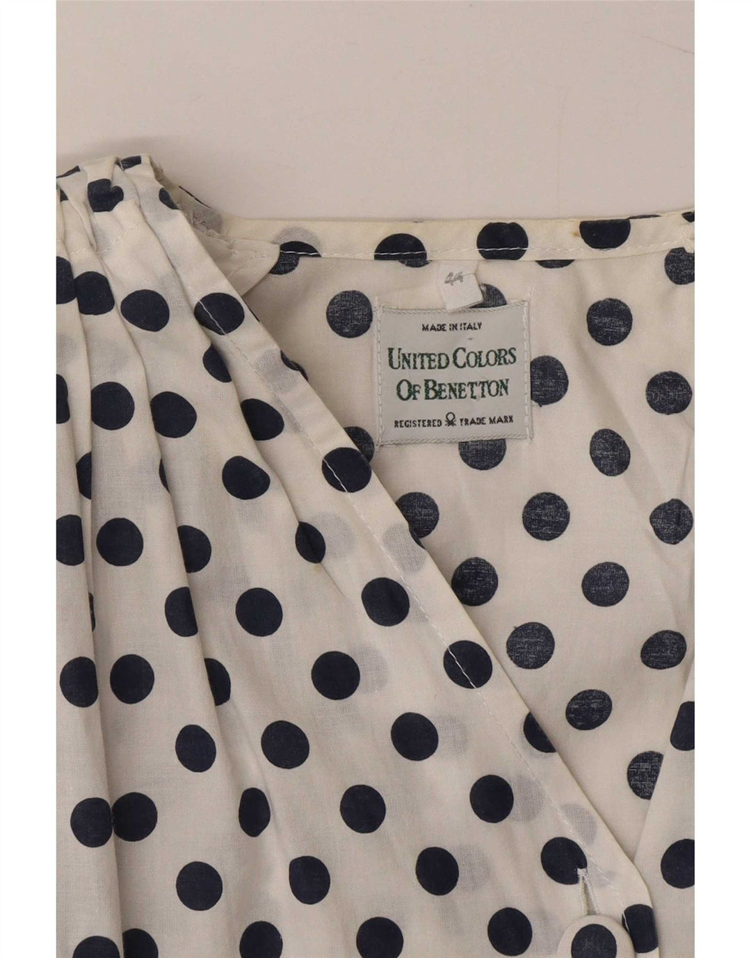 Benetton Blusa Camisera Transparente IT 44 Mediana De Lunares Blancos
