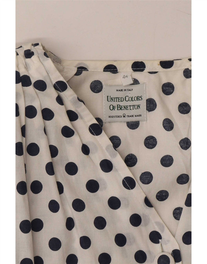 Benetton Blusa Camisera Transparente IT 44 Mediana De Lunares Blancos