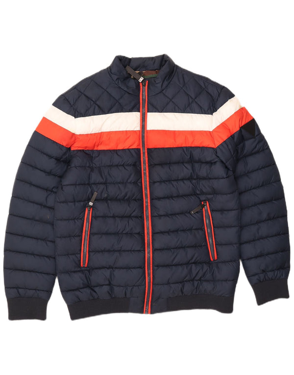 Guess Chaqueta acolchada para hombre UK 42 XL Azul marino Colorblock Poliéster