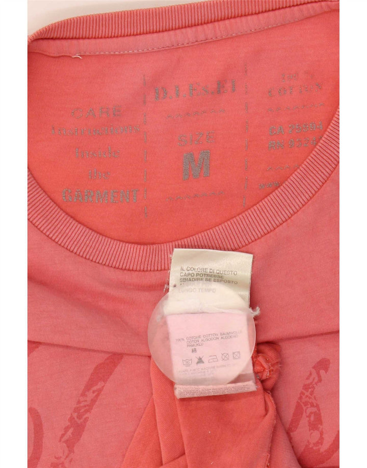 Diesel Hombre Camiseta Gráfica Top Algodón Rosa Medio