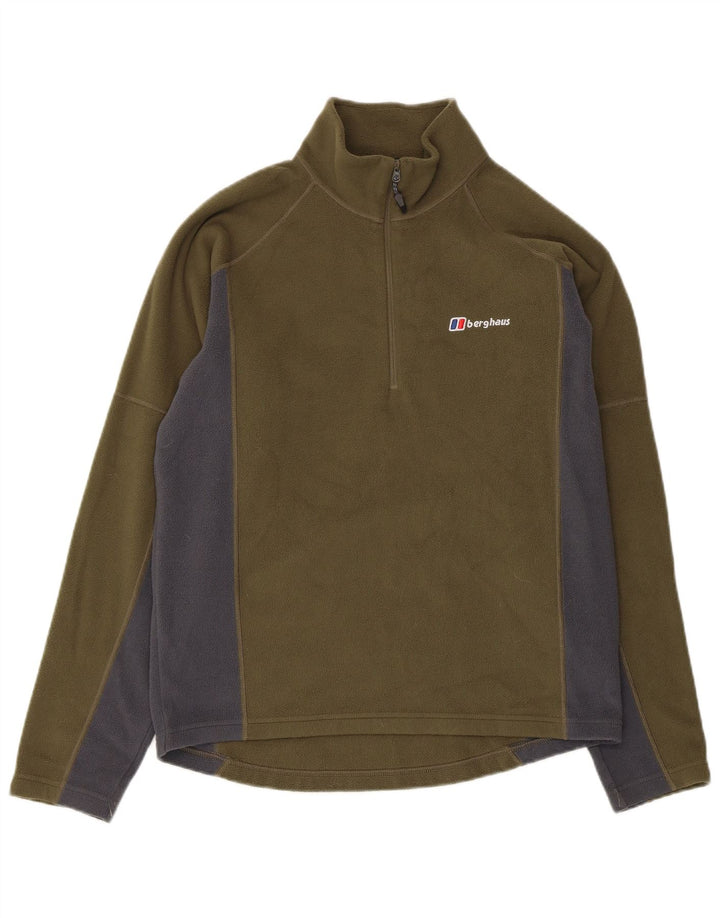 BERGHAUS Jersey De Forro Polar Con Cremallera Para Hombre Pequeño Caqui Colorblock Poliéster