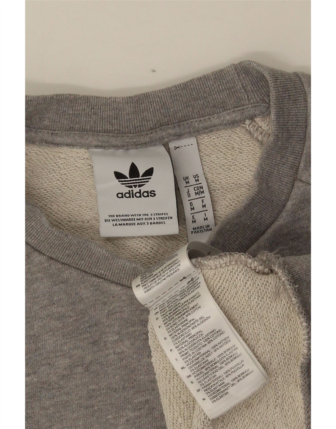 Adidas Hombre Sudadera Gráfica Jumper Algodón Gris Medio