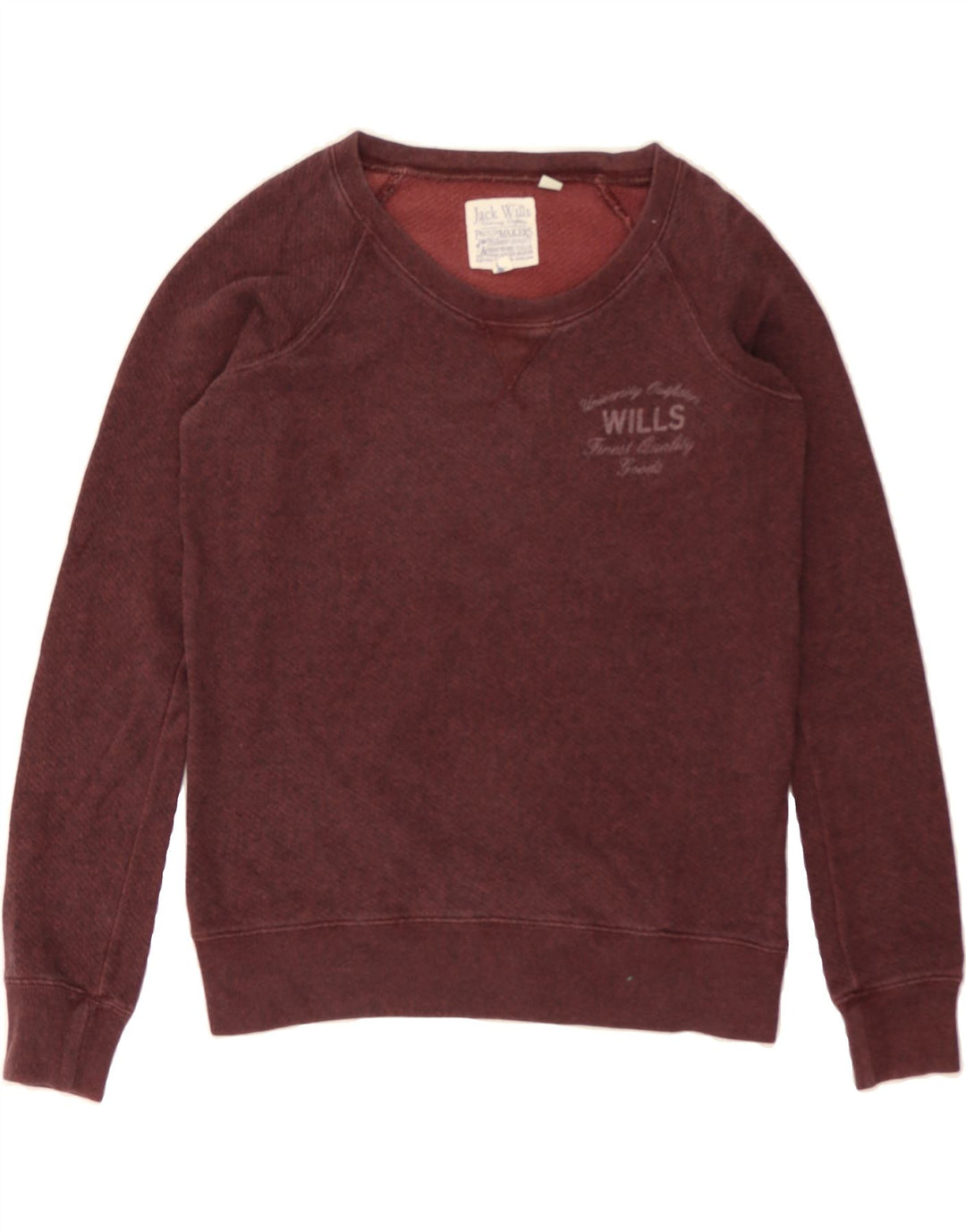 JACK WILLS Womens Oversized Sweatshirt Jumper UK 8 Small Maroon Flecked Vintage Jack Wills and Second-Hand Jack Wills from Messina Hembry 