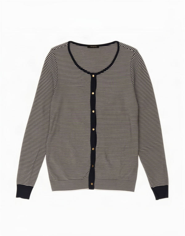 Massimo Dutti Cárdigan para Mujer UK 42 Mediano Azul Marino Rayas Algodón
