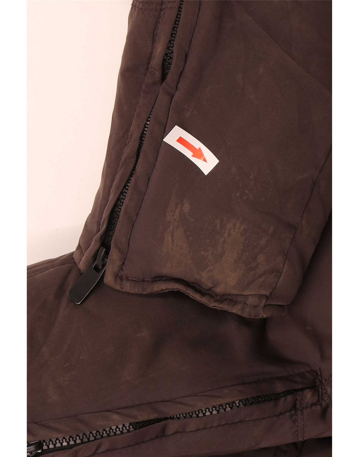 Zara Mujer Abrigo Acolchado Con Capucha UK 40 Pequeño Poliéster Gris