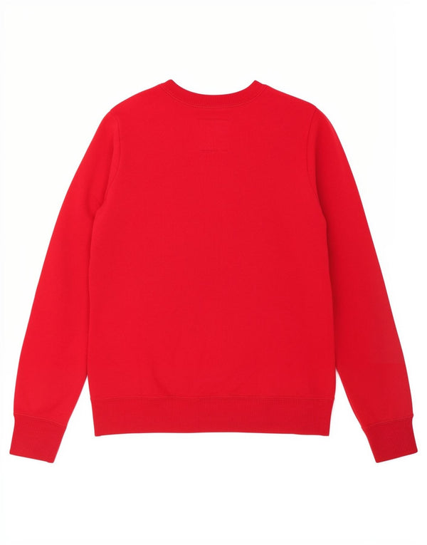 Hollister Mujer Graphic Sudadera Jumper Reino Unido 8 Pequeño Algodón Rojo