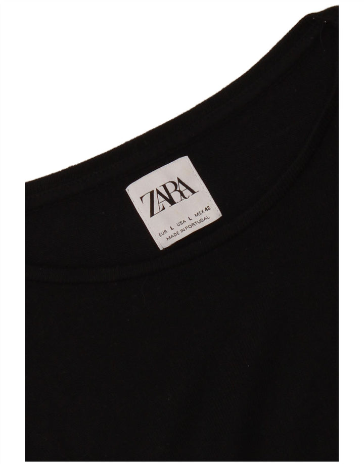 Zara Mujer Camiseta Top UK 46 Large Negro