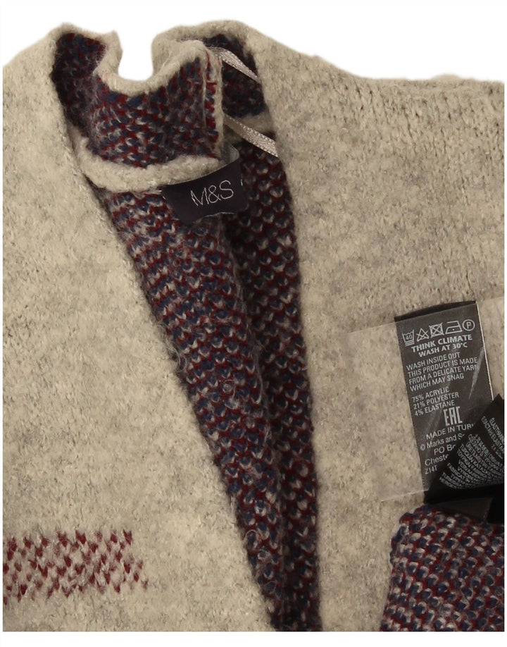 Marks & Spencer Suéter tipo cárdigan largo para mujer UK 46 Large Grey Check