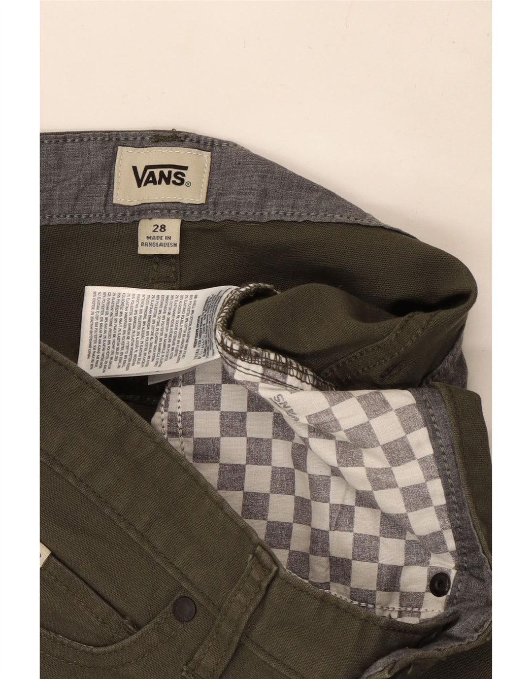 VANS Pantalones cortos casuales para hombre W28 Small Khaki Cotton