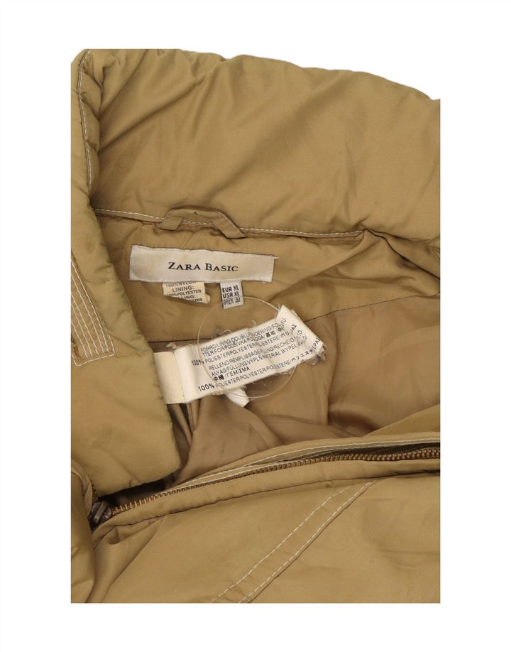 Zara Mujer Chaqueta Acolchada ES 40 XL Nylon Beige