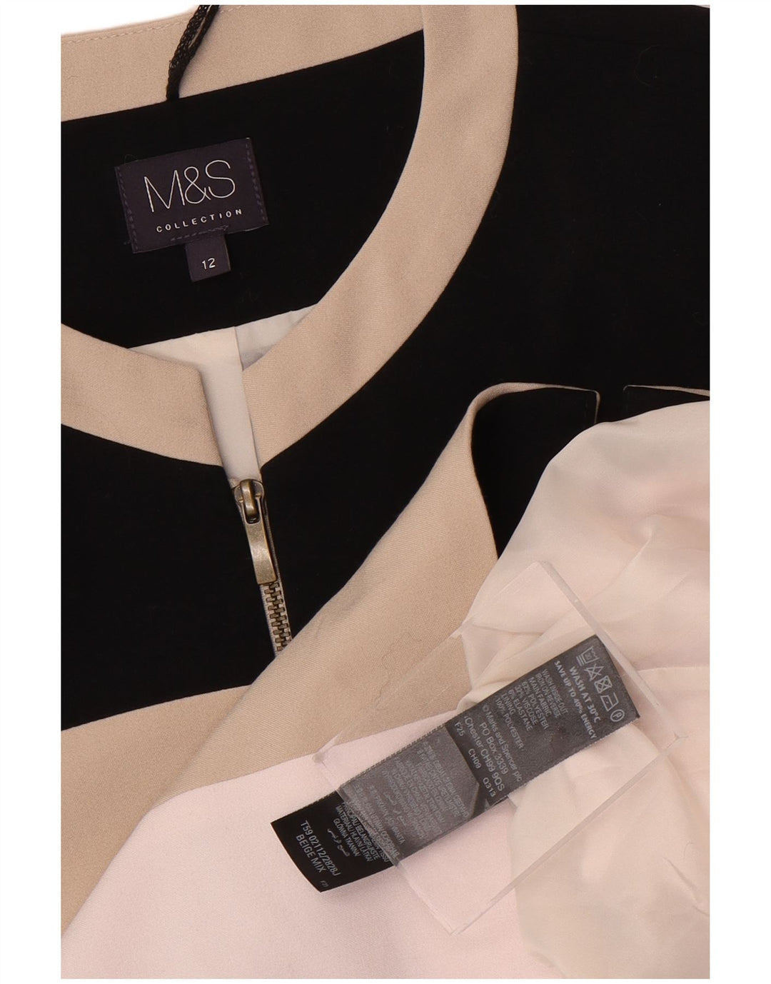 Marks & Spencer Chaqueta Bomber para Mujer UK 40 Medio Beige Colorblock
