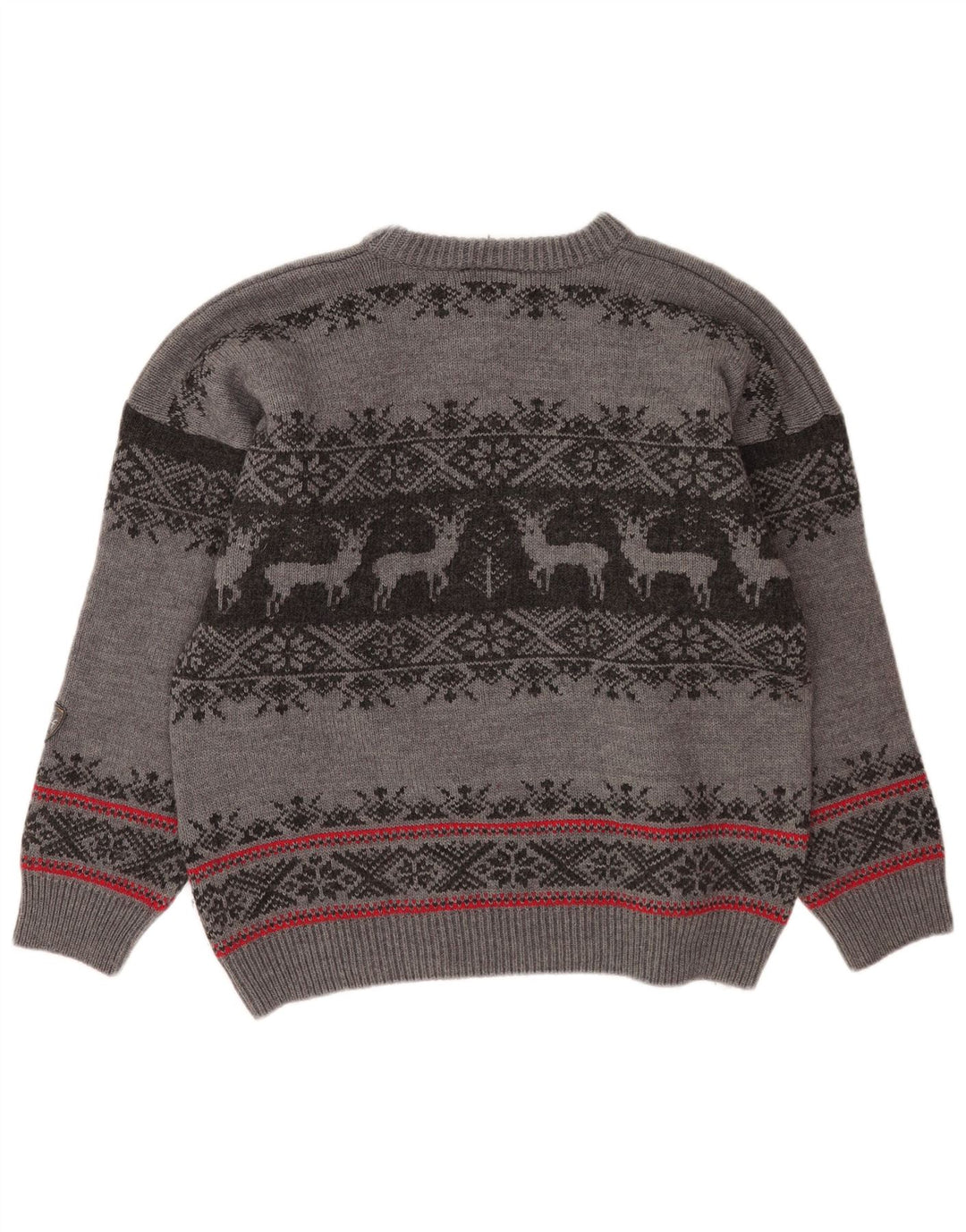 Hot Stuff Jersey de cuello redondo para hombre, talla grande, lana gris Fair Isle