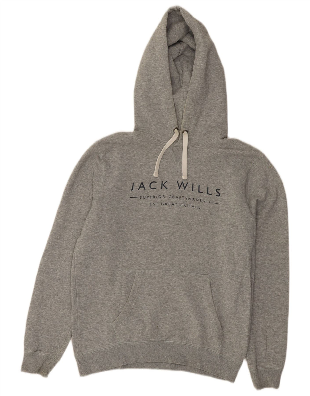 Jack Wills Hombre Sudadera Con Capucha Gráfica Jersey Pequeño Gris Algodón