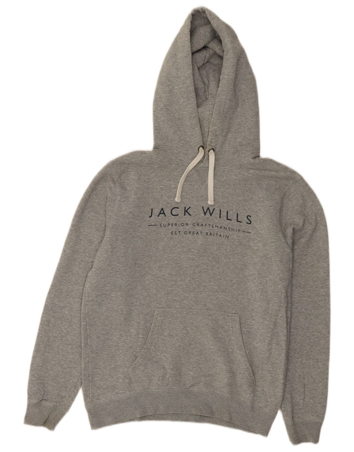 Jack Wills Hombre Sudadera Con Capucha Gráfica Jersey Pequeño Gris Algodón
