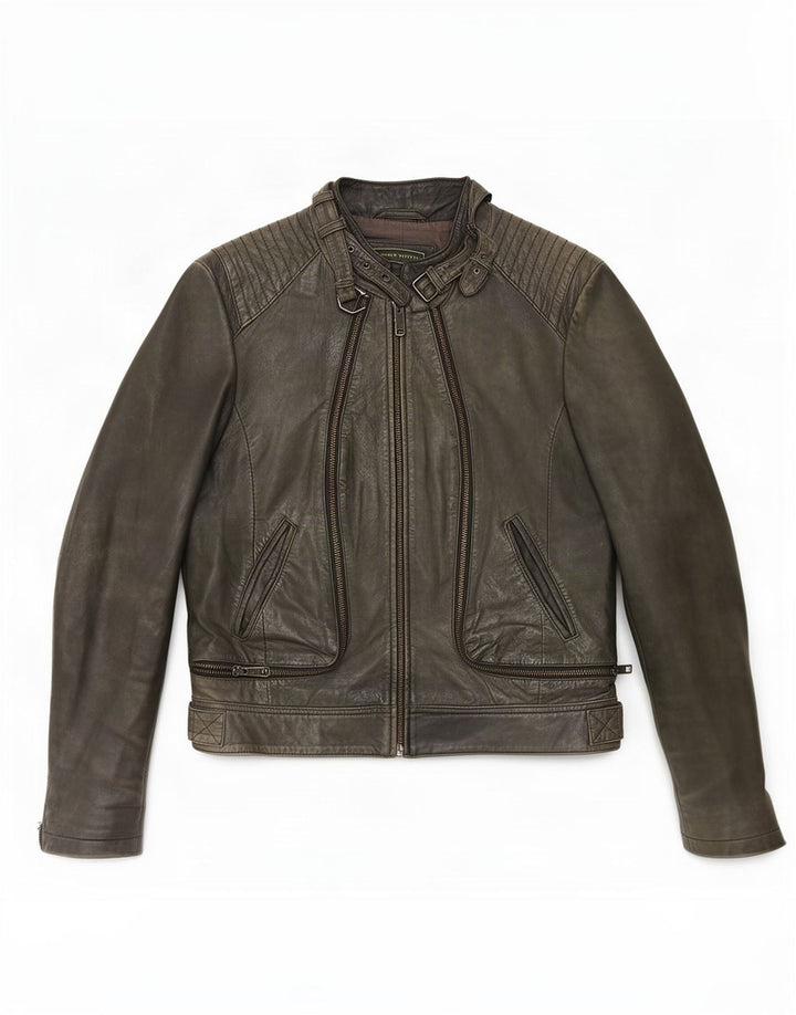 MINT VELVET Chaqueta de cuero para mujer UK 12 Verde medio