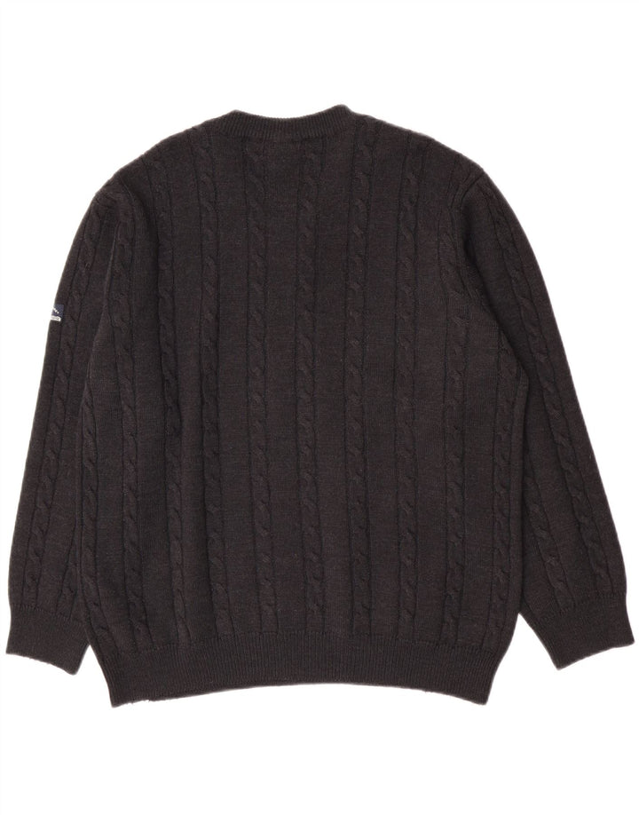Navigare Jersey de cuello redondo para hombre de lana gris grande