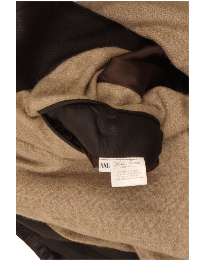 Loro Piana Chaqueta de cuero para hombre UK 44 2XL Cuero marrón
