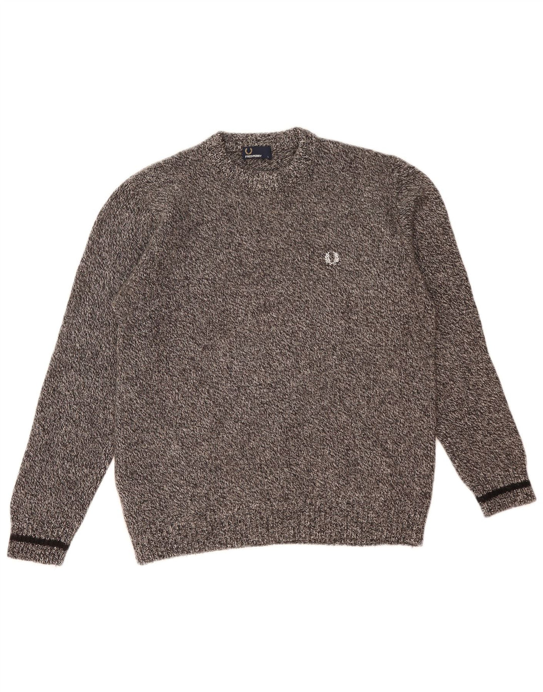 Fred Perry Jersey De Cuello Redondo Para Hombre De Lana Moteada Gris Grande