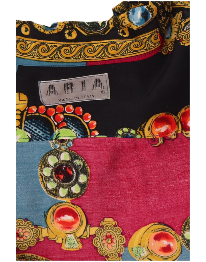 ARIA Blusa camisera con estampado abstracto para mujer UK 40 XL Multicolor