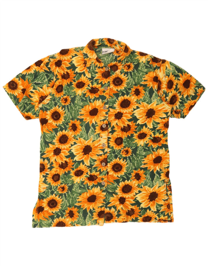 Vintage mujer camisa de manga corta EU 38 medio multicolor floral
