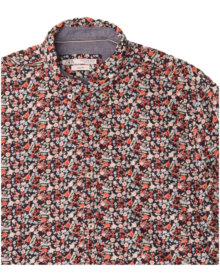 Zara Hombre Camisa Slim Fit Mediana Multicolor Floral