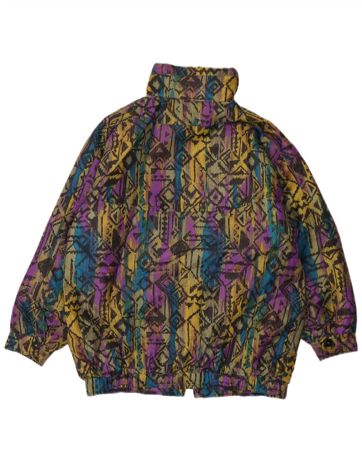 Vintage mujer chaqueta acolchada de gran tamaño EU 36 pequeño multicolor geométrico