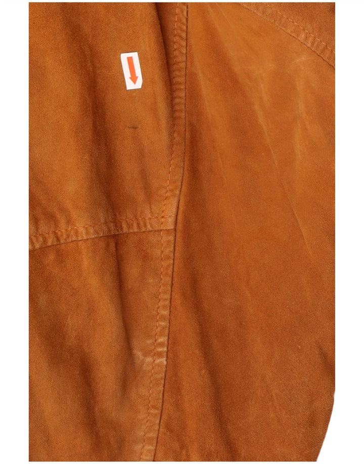 VINTAGE Chaqueta bomber de ante para hombre IT 50 Cuero marrón grande
