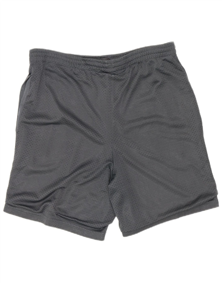Starter Pantalones cortos deportivos con estampado gráfico para hombre, talla pequeña, deportivos de poliéster gris