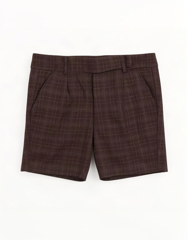 Pantalones Cortos Chinos Benetton Mujer IT 38 XS W28 Lana A Cuadros Gris