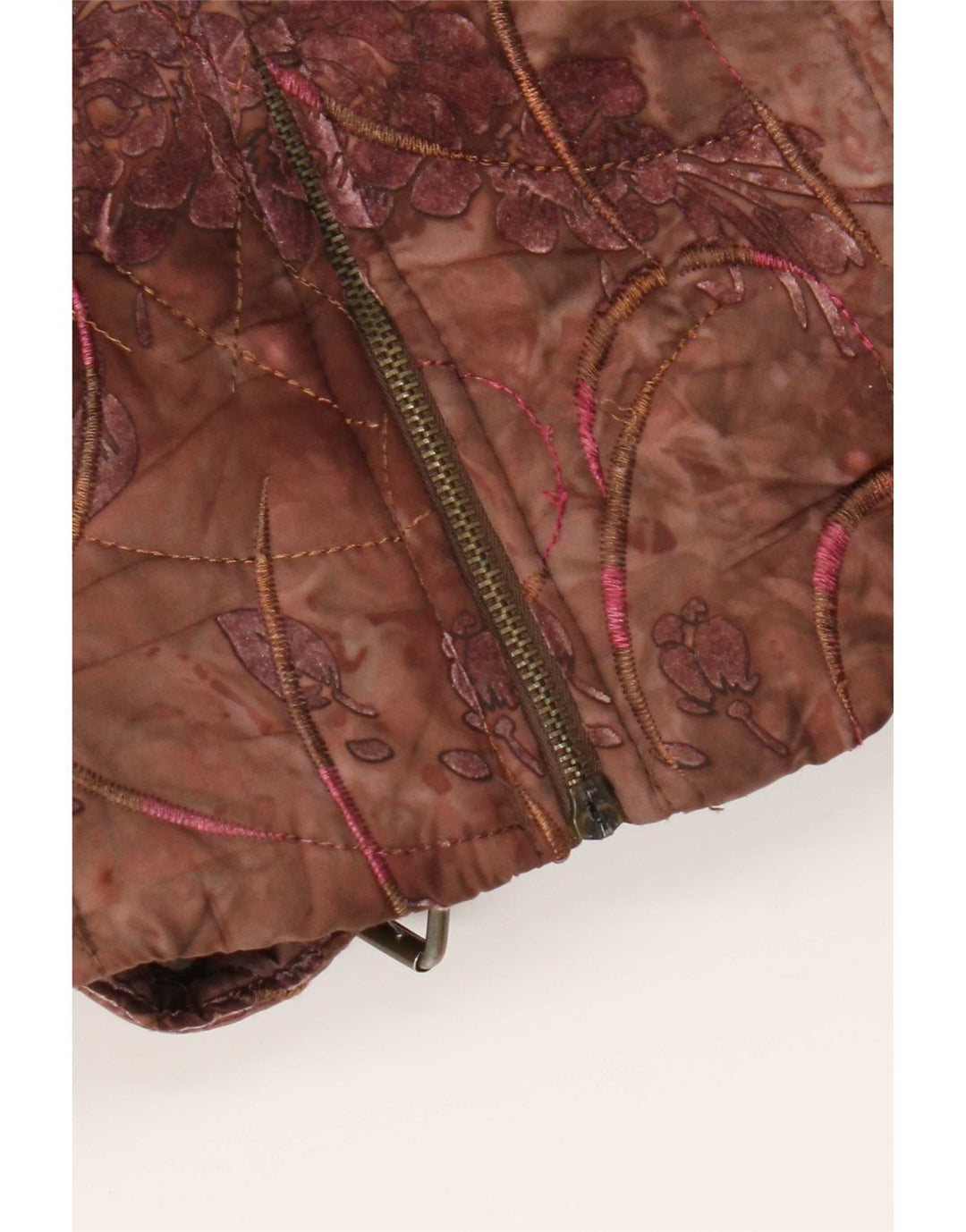 Vintage mujer chaqueta acolchada Reino Unido 10 pequeño marrón floral