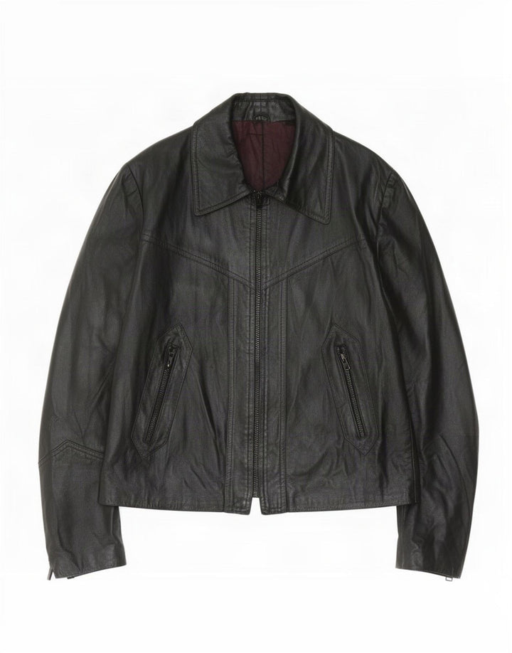 Chaqueta de cuero vintage para mujer Reino Unido 14 Negro medio
