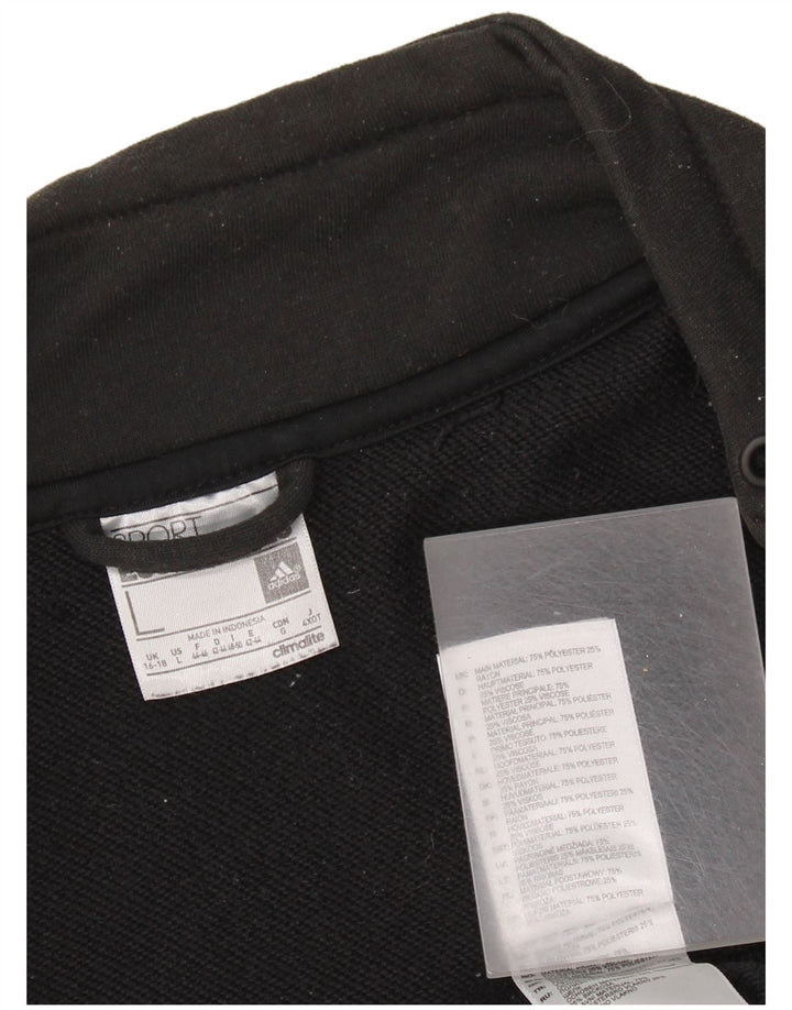 Adidas Mujer Climalite Chándal Top Chaqueta UK 16/18 Grande Negro Poliéster