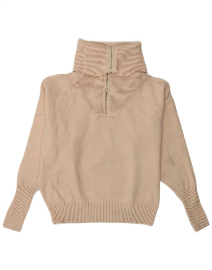 ZARA Mujer Jersey oversize con cuello y cremallera UK 44 Medio Beige