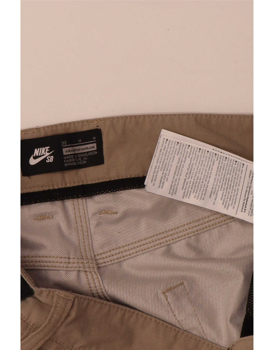 Nike - Pantalones cortos informales regulares para hombre W32 nailon beige mediano