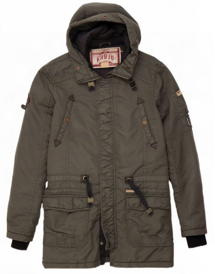 KHUJO Chaqueta Parka con Capucha para Hombre UK 36 Small Verde Poliéster
