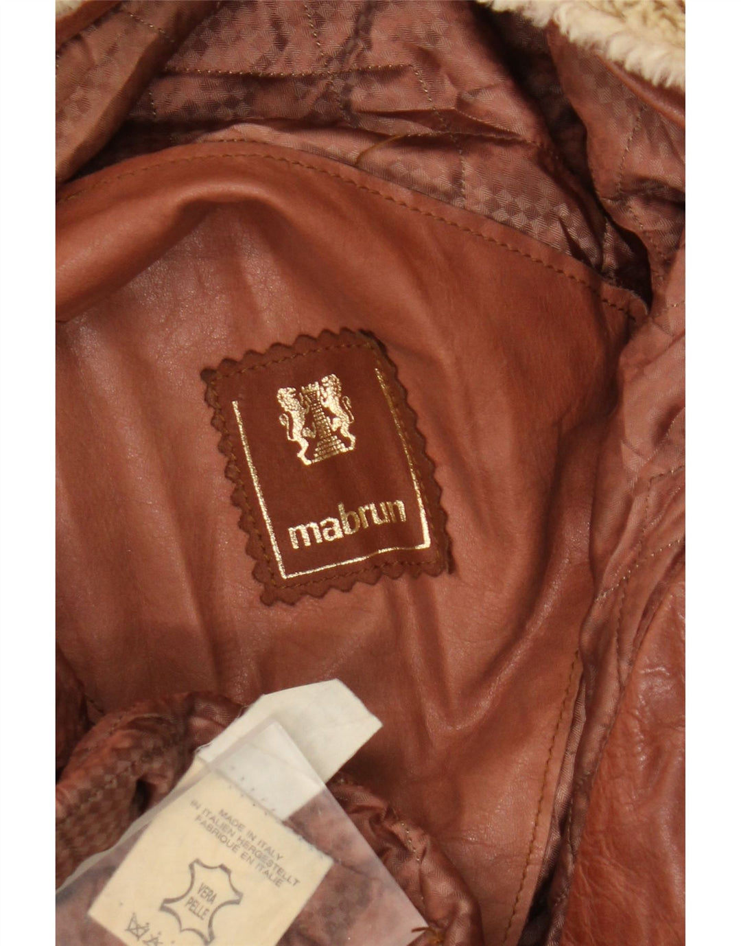 Mabrun Chaqueta de cuero militar para hombre IT 54 2XL Cuero marrón