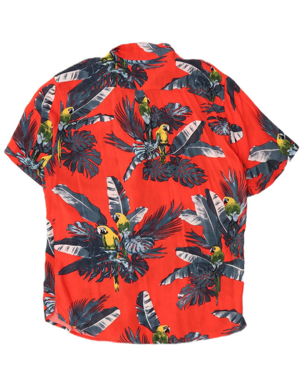 PIAZZA ITALIA Camisa gráfica de manga corta para hombre Viscosa floral roja grande
