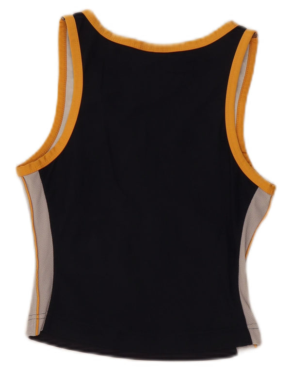 Puma Mujer Crop Vest Top UK 10 Pequeño Negro Colorblock Poliéster
