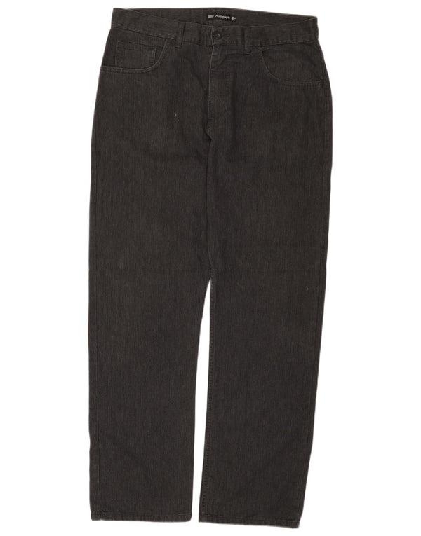 Marks & Spencer Pantalones informales rectos para hombre W34 L31 Gris en espiga