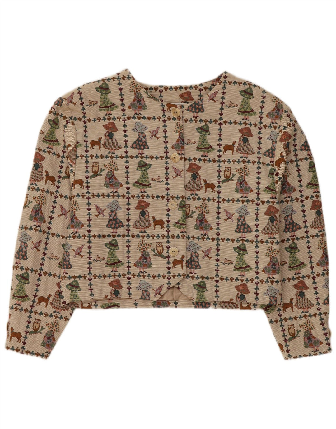 Bonita Chaqueta Bolero para Mujer UK 46 Grande Beige Poliéster Novedad