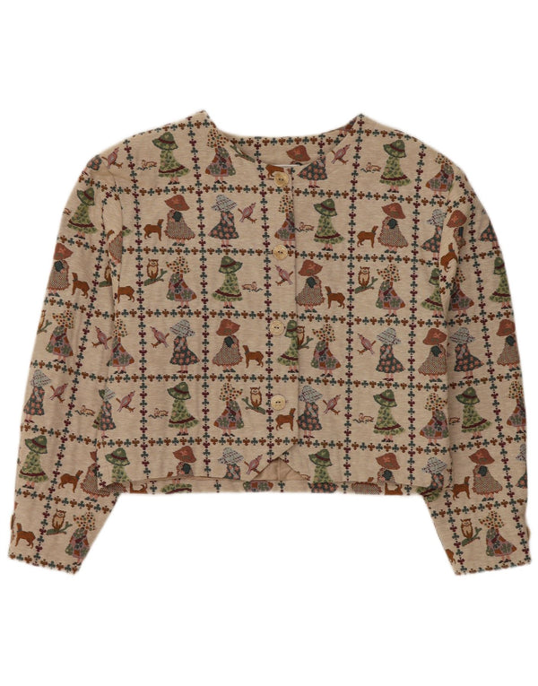 Bonita Chaqueta Bolero para Mujer UK 46 Grande Beige Poliéster Novedad