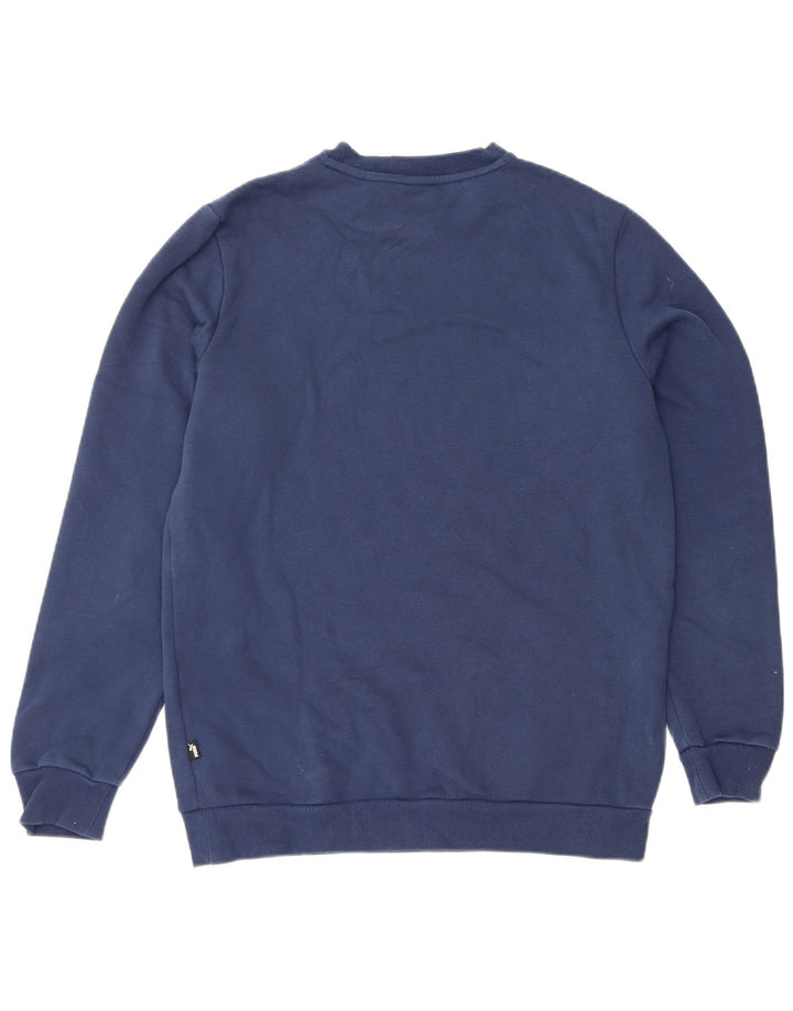 Puma Mens Graphic Sudadera Jumper Pequeño Azul Marino Algodón