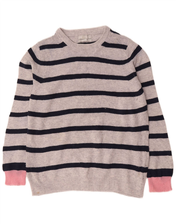 Marks & Spencer Suéter de Cuello Redondo para Mujer UK 46 Grande Gris Rayas