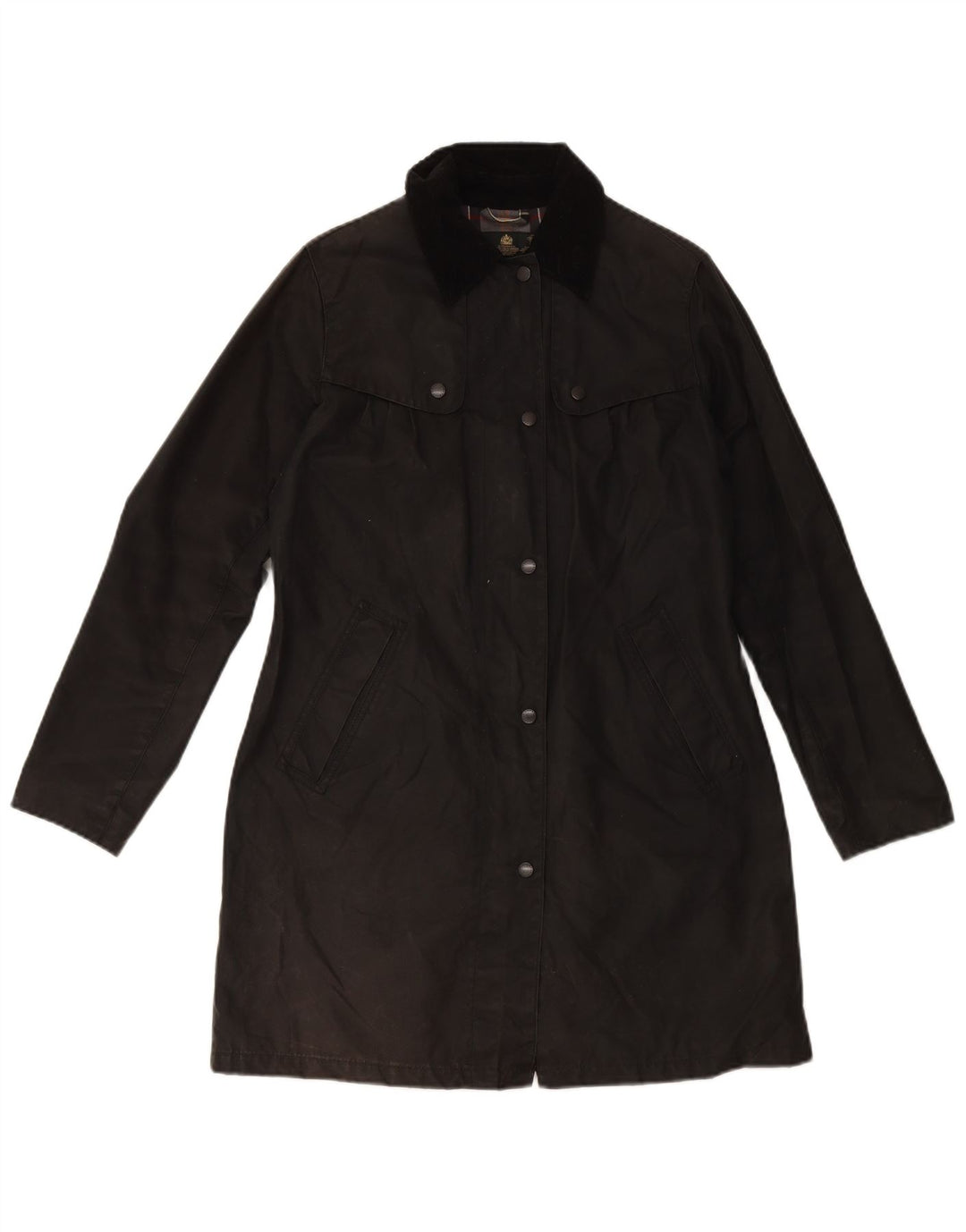 BARBOUR Abrigo de algodón encerado de gran tamaño para mujer Reino Unido 10 Pequeño Algodón negro