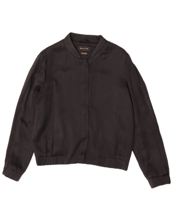 Massimo Dutti Cazadora Bomber Mujer UK 38 Mediana Acetato Negro