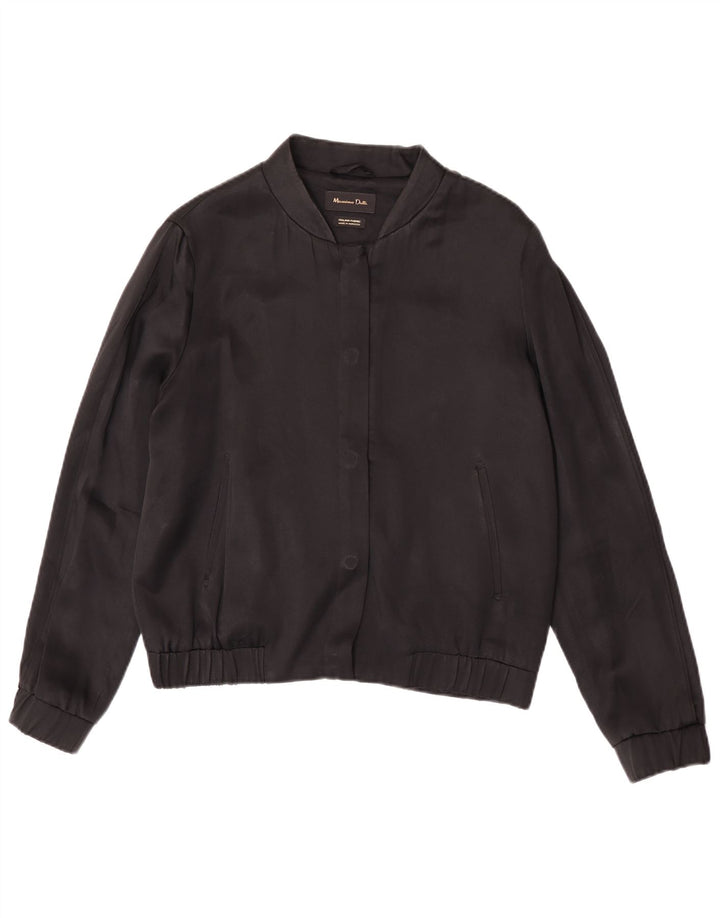 Massimo Dutti Cazadora Bomber Mujer UK 38 Mediana Acetato Negro