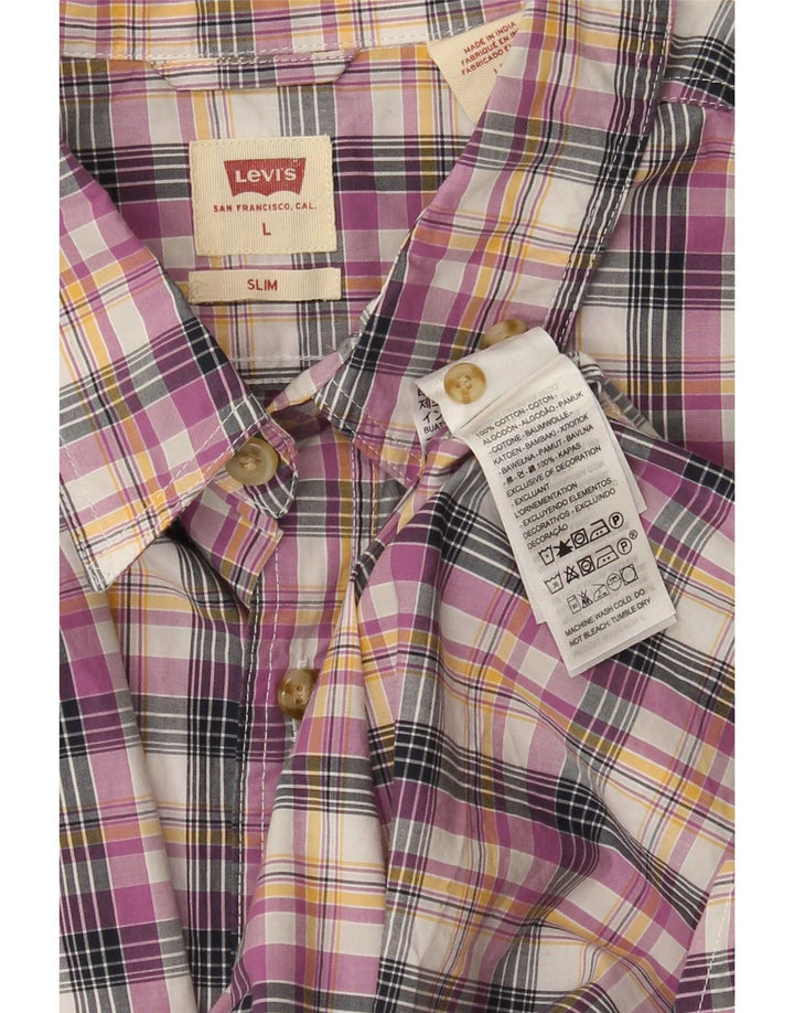 Levi's Camisa ajustada de algodón con cuadros multicolores grandes para hombre