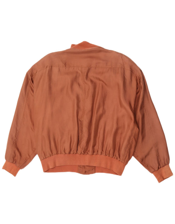 Vintage Mens Bomber Chaqueta Reino Unido 38 Seda Rosa Mediana