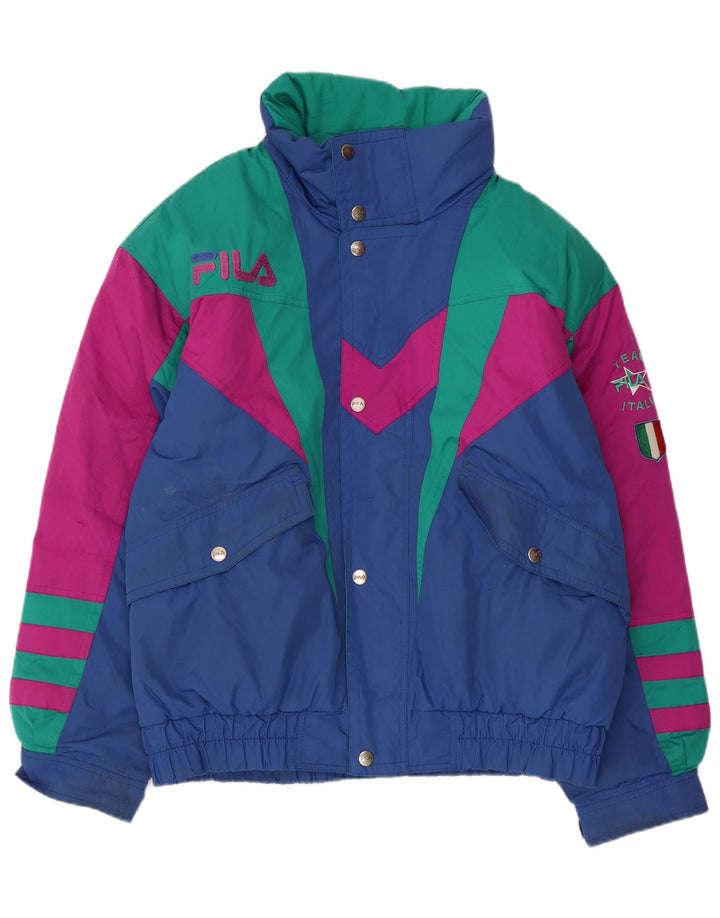 Fila Chaqueta de esquí con capucha gráfica para hombre Reino Unido 40 Poliéster color azul medio